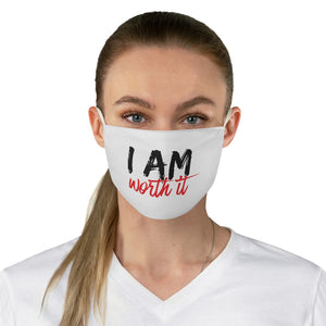 I AM Worth It Fabric Face Mask (White)
