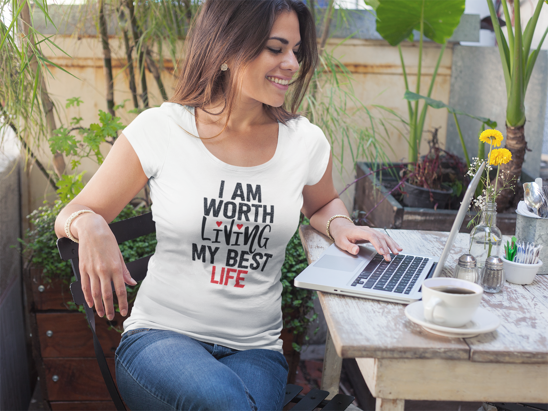 I AM Worth Living My Best Life T-Shirt (White)